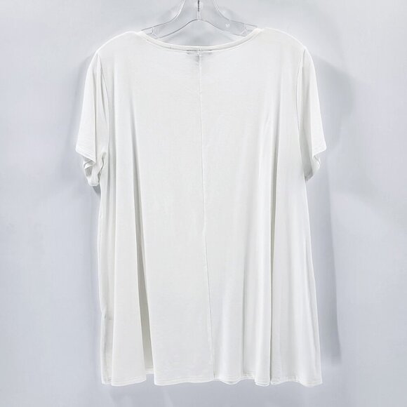 EILEEN FISHER Women's Round Neck Tencel Short Sleeve Tee T-Shirt White - Picture 3 of 5